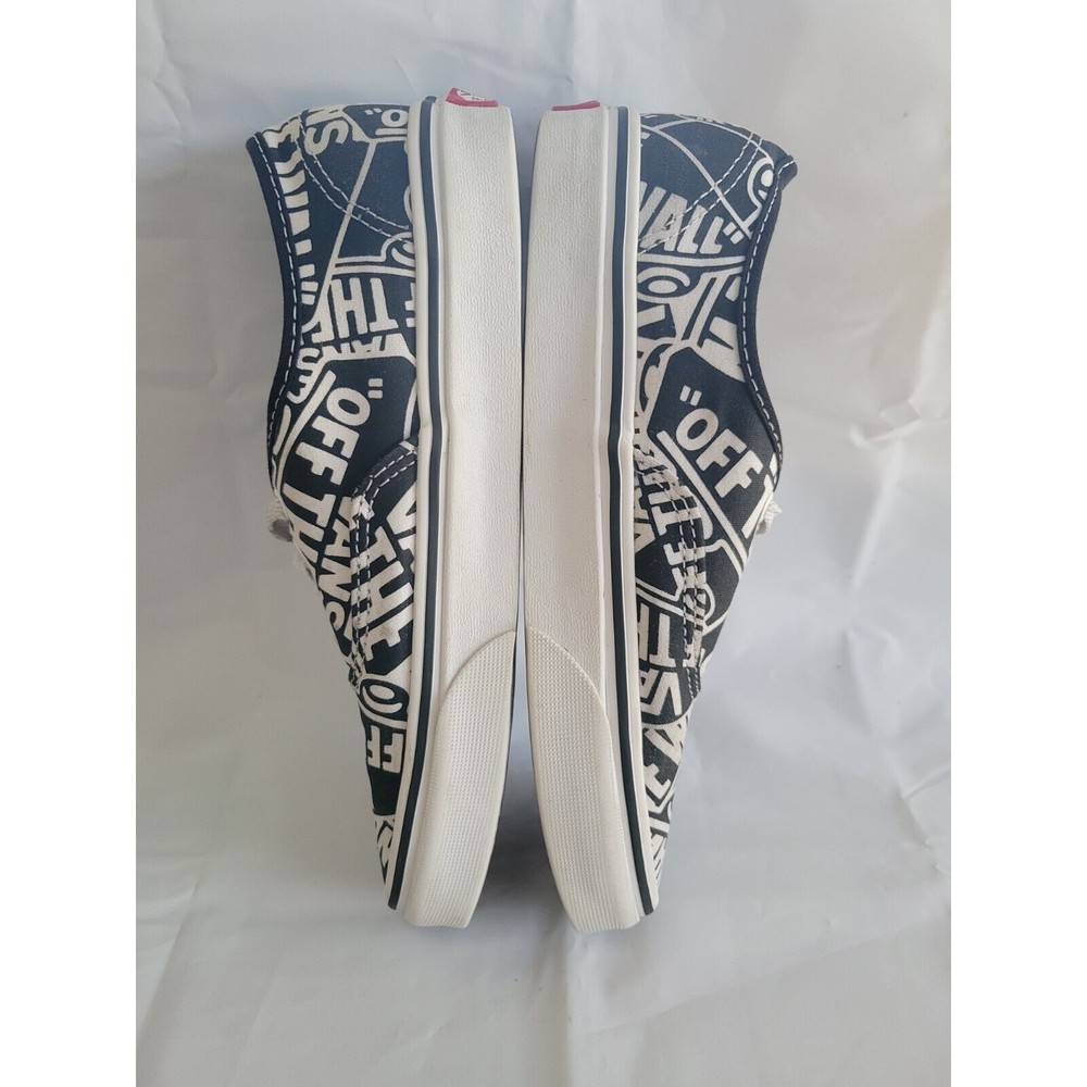 Vans Off The Wall Women 7 Men 5.5 Logo All Over Print Shoes 721356 Black White - Picture 7 of 11